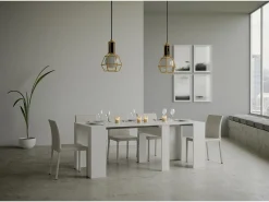 Mesa consola extensível 90x48/308 cm Basic Cinza Branca