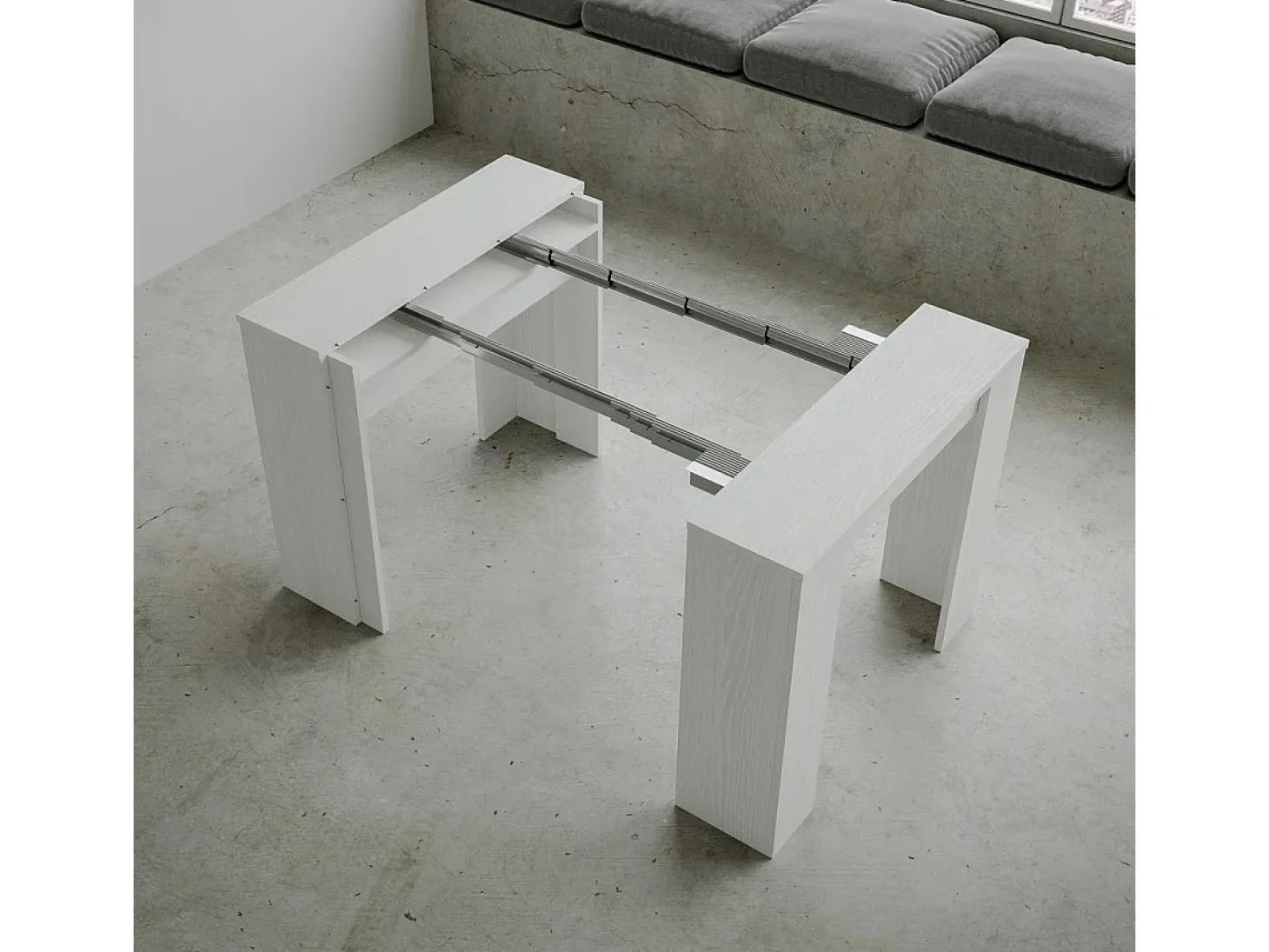Mesa consola extensível 90x48/308 cm Basic Cinza Branca