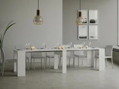 Mesa consola extensível 90x48/308 cm Basic Cinza Branca