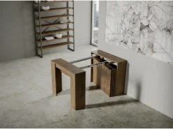Mesa consola extensível 90x48/296 cm Venus Nogueira extensões internas