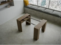 Mesa consola extensível 90x48/296 cm Venus Nogueira extensões internas