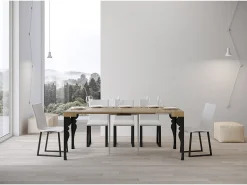 Mesa consola extensível 90x40/300 cm Paxon Carvalho Natural quadro Antracite