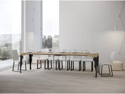 Mesa consola extensível 90x40/300 cm Paxon Carvalho Natural quadro Antracite
