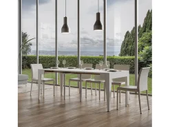 Mesa consola extensível 90x42/198 cm Isotta Small Cinza Branca