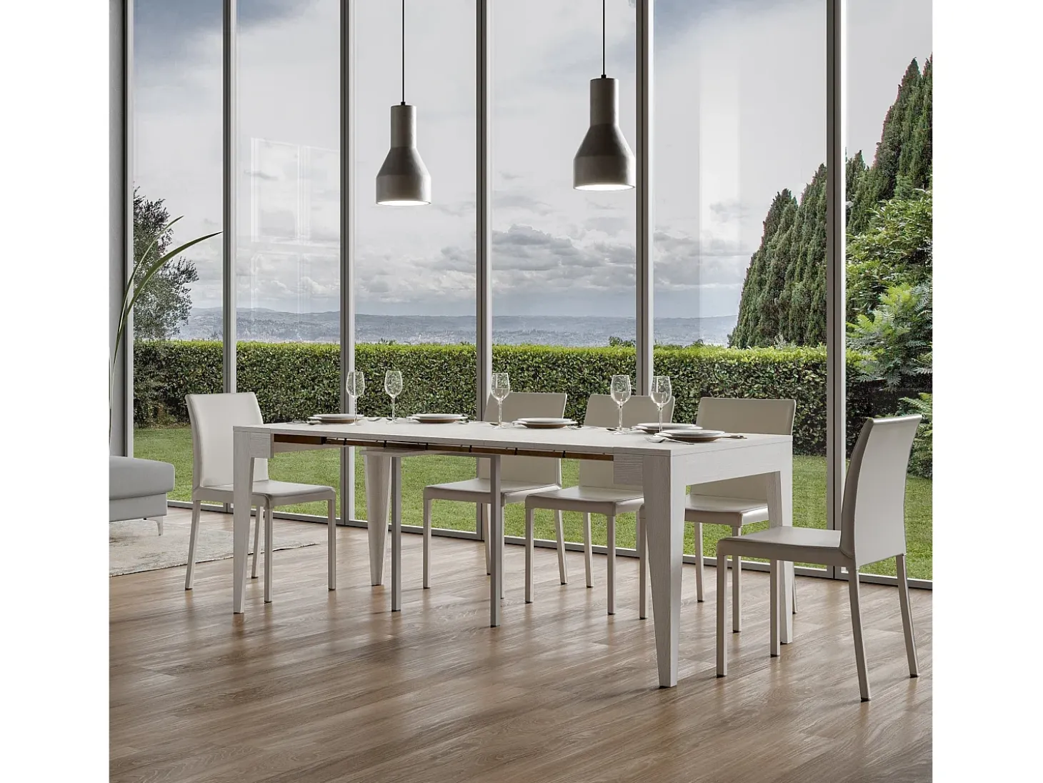 Mesa consola extensível 90x42/198 cm Isotta Small Cinza Branca