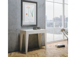 Mesa consola extensível 90x42/198 cm Isotta Small Cinza Branca