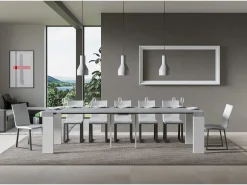 Mesa consola extensível 90x40/300 cm Roxell Mix plano Cimento - estrutura Cinza Branca