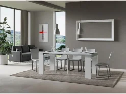 Mesa consola extensível 90x40/300 cm Roxell Mix plano Cimento - estrutura Cinza Branca