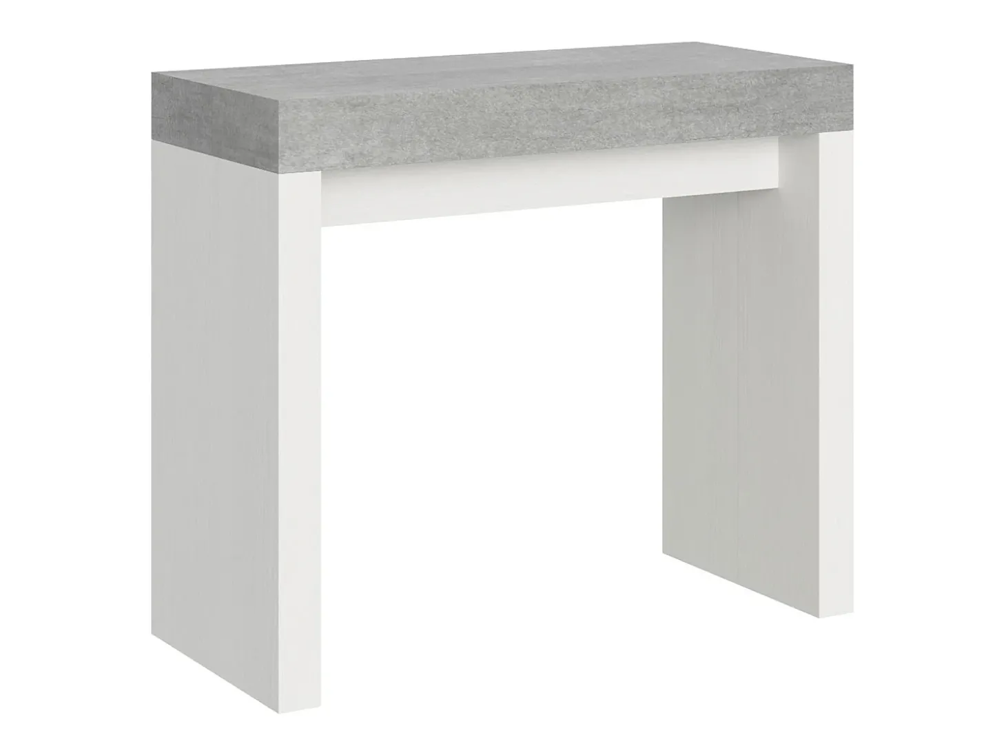 Mesa consola extensível 90x40/300 cm Roxell Mix plano Cimento - estrutura Cinza Branca