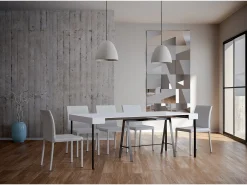 Mesa consola extensível 90x40/300 cm Banco Cinza Branca quadro Antracite