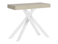 Mesa consola extensível 90x40/196 cm Krack Small caxemira pernas brancas