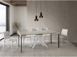 Mesa consola extensível 90x40/196 cm Krack Small caxemira pernas brancas
