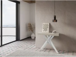 Mesa consola extensível 90x40/196 cm Krack Small caxemira pernas brancas