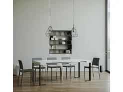 Mesa consola extensível 90x40/196 cm Tecno Small Cinza Branca quadro Antracite
