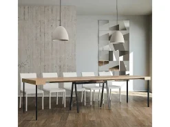 Mesa consola extensível 90x40/300 cm Banco Carvalho Natural quadro Antracite