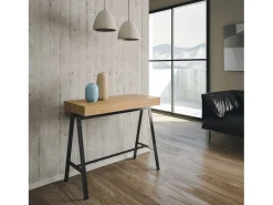Mesa consola extensível 90x40/300 cm Banco Carvalho Natural quadro Antracite