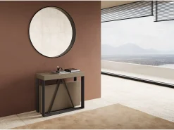 Mesa consola extensível 90x40/196 cm Sketa Small tortora quadro antracite