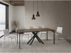 Mesa consola extensível 90x40/300 cm Krack Evolution nogueira quadro antracite