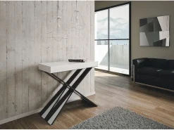Mesa consola extensível 90x40/196 cm Diago Small Cinza Branca quadro Antracite