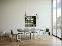 Mesa consola extensível 90x40/300 cm Tecno Nogueira quadro Branco