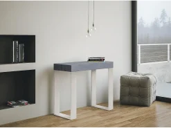 Mesa consola extensível 90x40/300 cm Tecno Nogueira quadro Branco