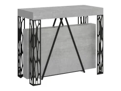 Mesa consola extensível 90x40/300 cm Kerpa cimento quadro antracite