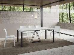 Mesa consola extensível 90x40/196 cm Tiris Small cinza branca quadro antracite