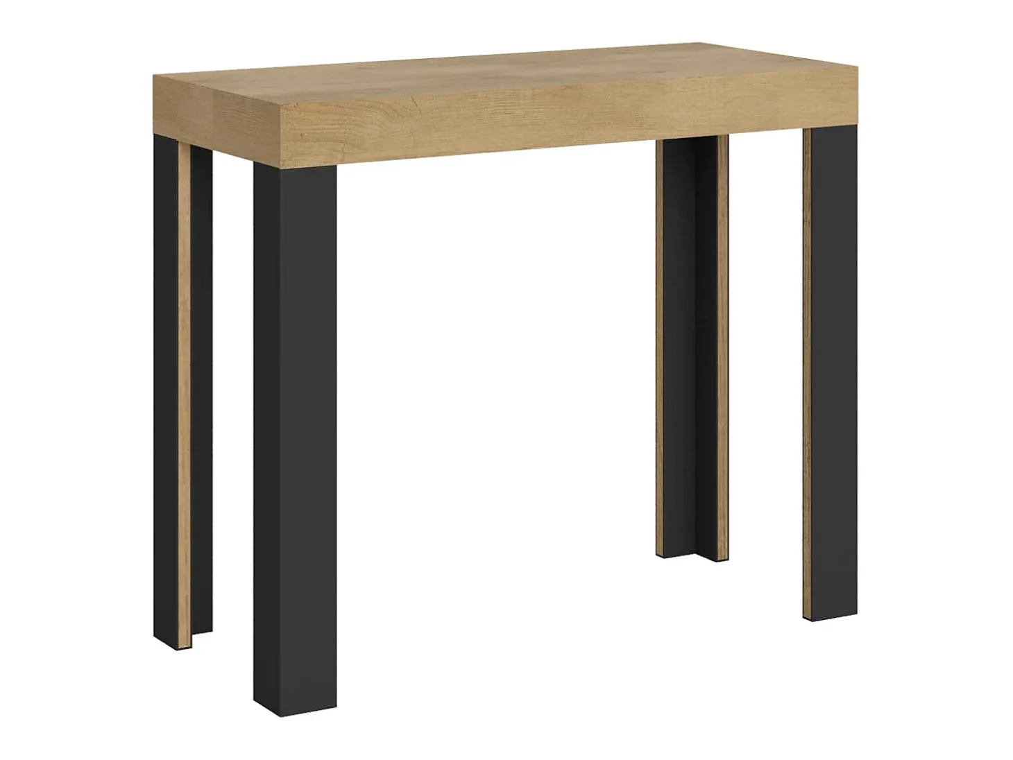 Mesa consola extensível 90x40/196 cm Linea Small Carvalho Natural quadro Antracite