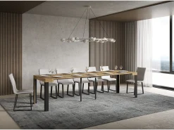 Mesa consola extensível 90x40/196 cm Linea Small Carvalho Natural quadro Antracite