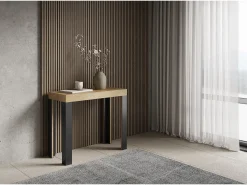 Mesa consola extensível 90x40/196 cm Linea Small Carvalho Natural quadro Antracite