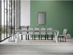 Mesa consola extensível 90x40/300 cm Diago Cimento quadro Branco