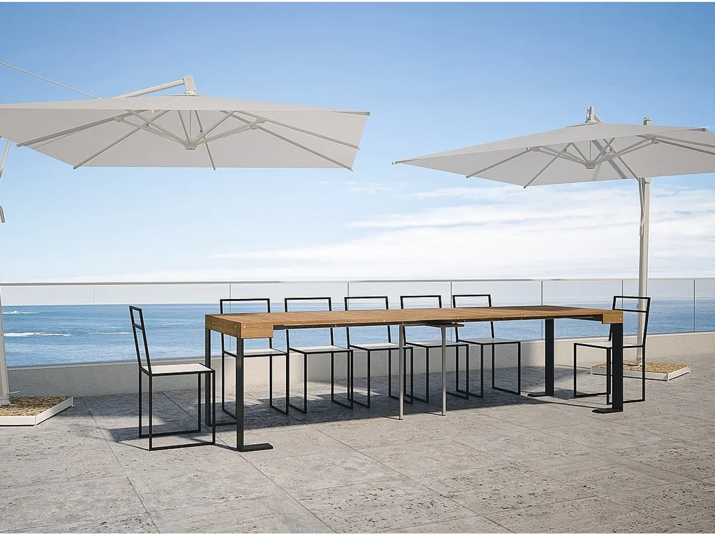 Mesa consola extensível 90x40/290 cm Tecno Abeto tingido quadro Antracite