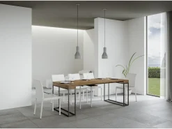Mesa consola extensível 90x40/196 cm Epoca Small Nogueira quadro Antracite