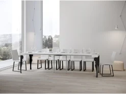 Mesa consola extensível 90x40/300 cm Paxon Cinza Branca quadro Antracite