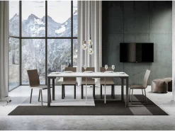 Mesa consola extensível 90x40/196 cm Everyday Small Evolution Cinza Branca quadro Antracite
