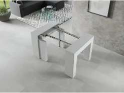 Mesa consola extensível 90x49/307 cm Extra Cinza Branca extensões internas
