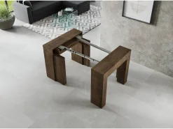 Mesa consola extensível 90x49/307 cm Extra Nogueira extensões internas