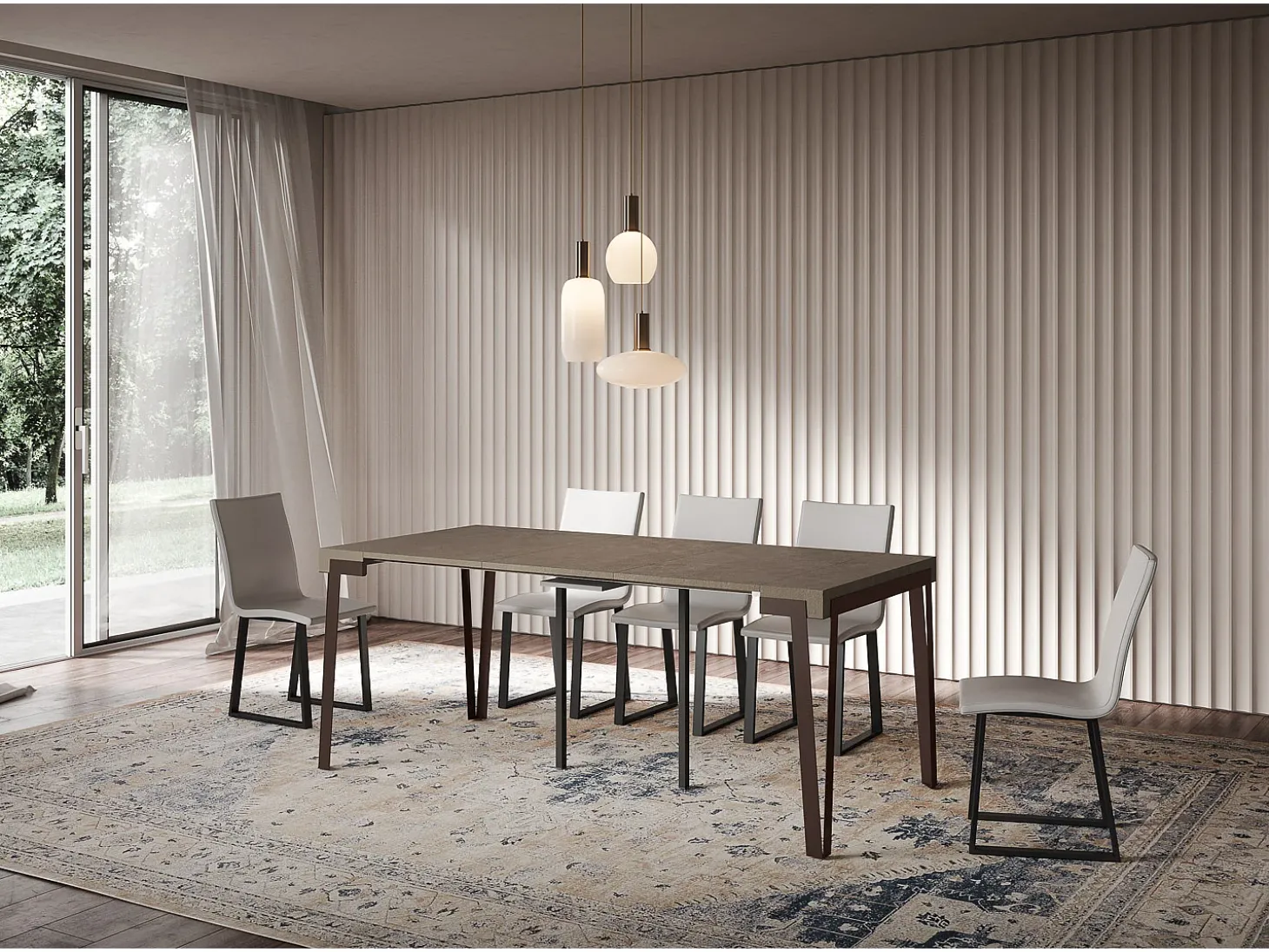 Mesa consola extensível 90x40/300 cm Rio Tortora quadro Ferrugem