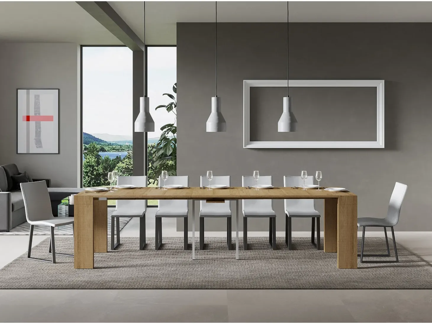 Mesa consola extensível 90x40/300 cm Roxell Carvalho Natural