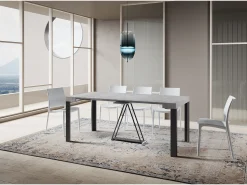 Mesa consola extensível 90x40/300 cm Tarax cimento quadro antracite