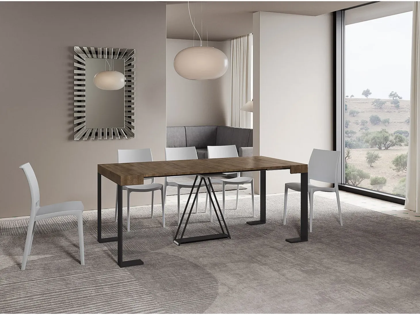 Mesa consola extensível 90x40/196 cm Zamat Small nogueira quadro antracite
