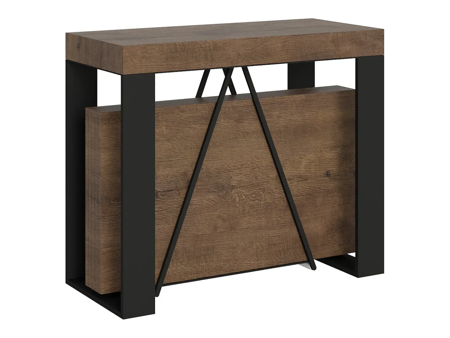 Mesa consola extensível 90x40/196 cm Zamat Small nogueira quadro antracite