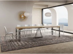 Mesa consola extensível 90x40/300 cm Kerpa carvalho natural quadro antracite