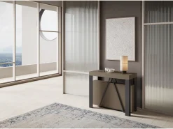 Mesa consola extensível 90x40/196 cm Tarax Small tortora quadro antracite