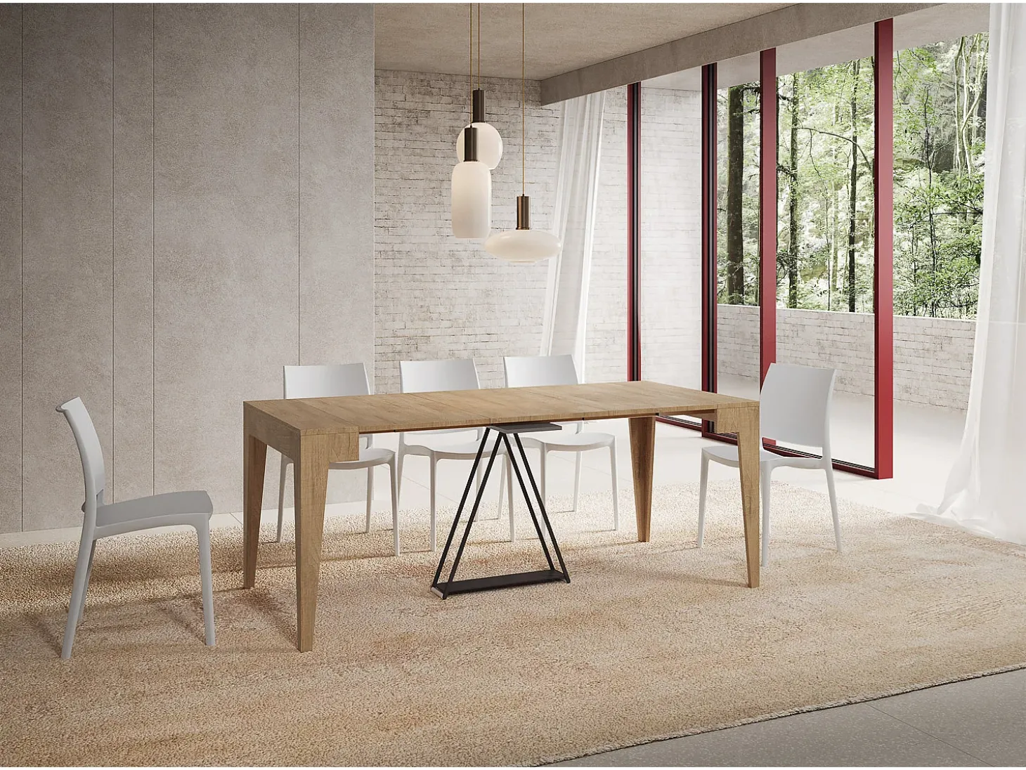 Mesa consola extensível 90x42/302 cm Zima carvalho natural