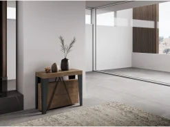 Mesa consola extensível 90x40/300 cm Algo nogueira quadro antracite