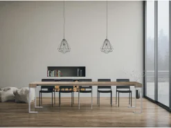 Mesa consola extensível 90x40/300 cm Tecno Carvalho Natural quadro Branco