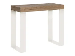 Mesa consola extensível 90x40/300 cm Tecno Carvalho Natural quadro Branco