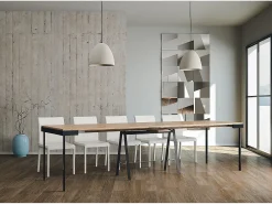 Mesa consola extensível 90x40/300 cm Banco Evolution Carvalho Natural quadro Antracite