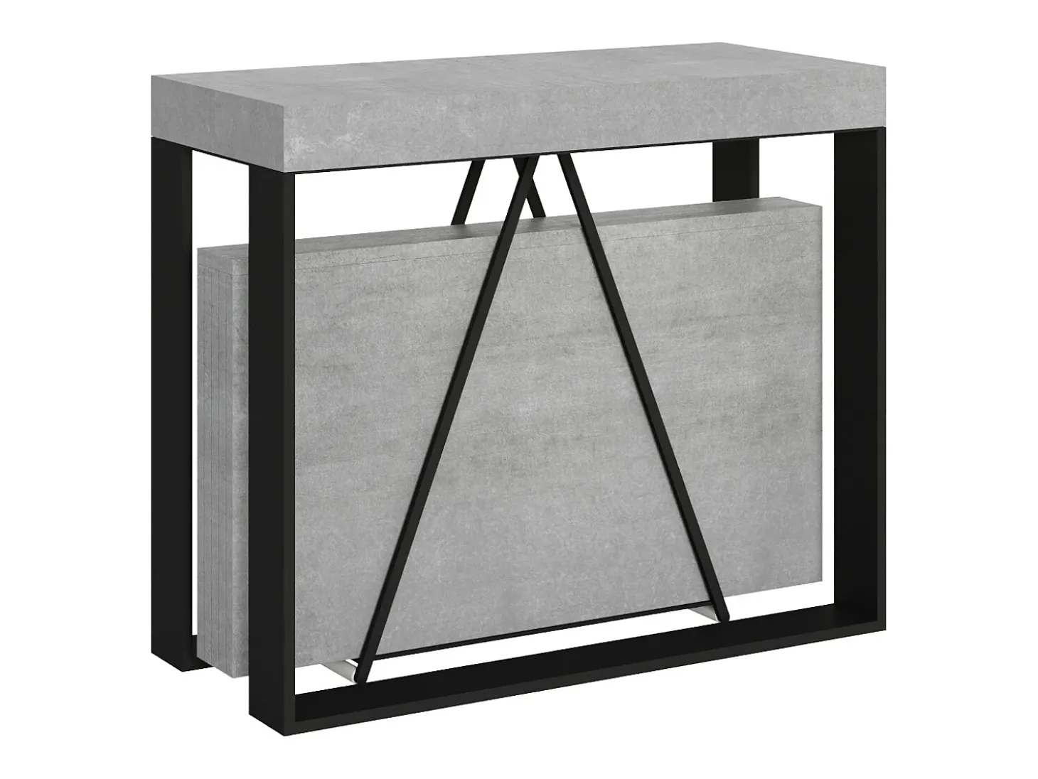 Mesa consola extensível 90x40/196 cm Sketa Small cimento quadro antracite